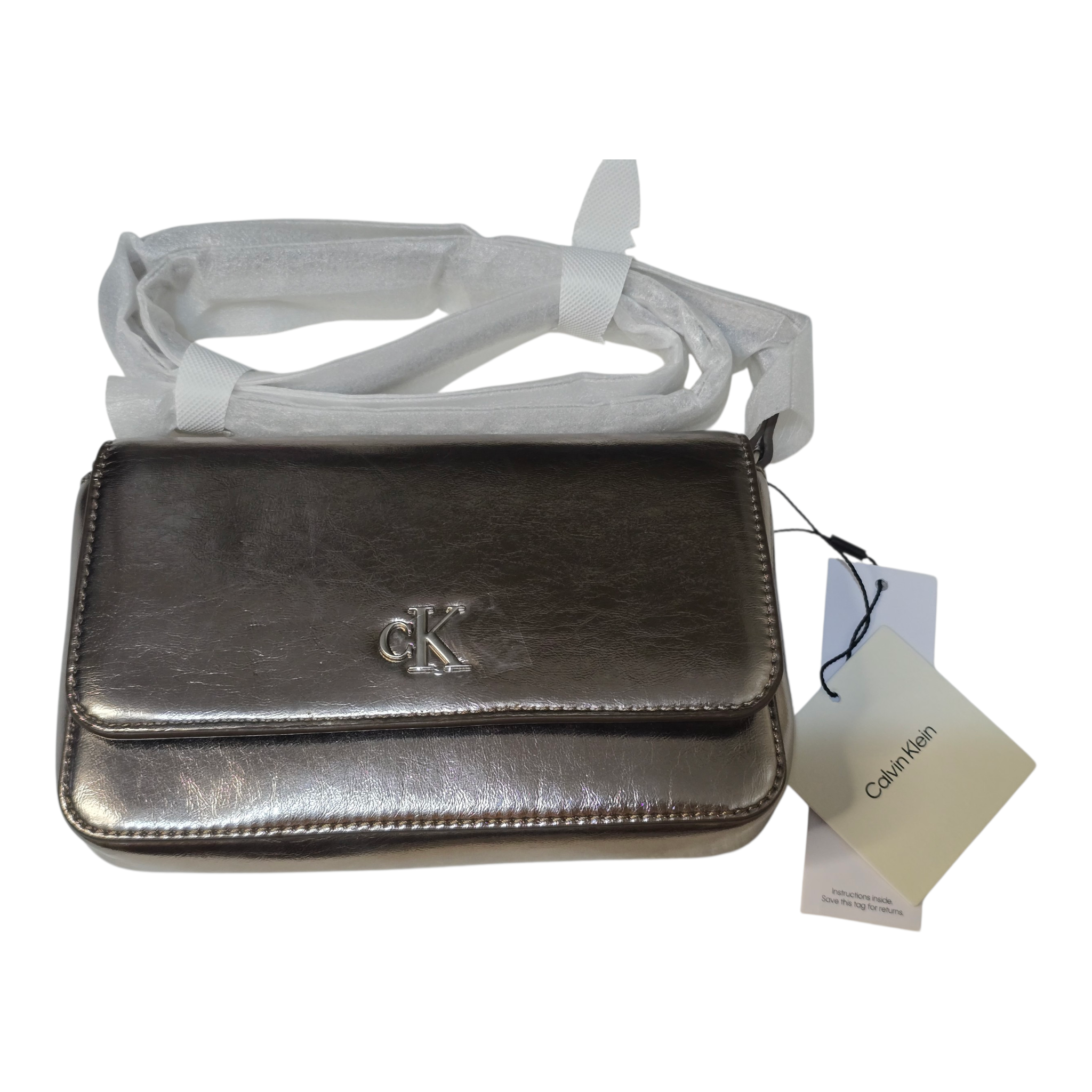 Bolso Bandolera Minimalista Calvin Klein Jeans - Acabado Metalizado