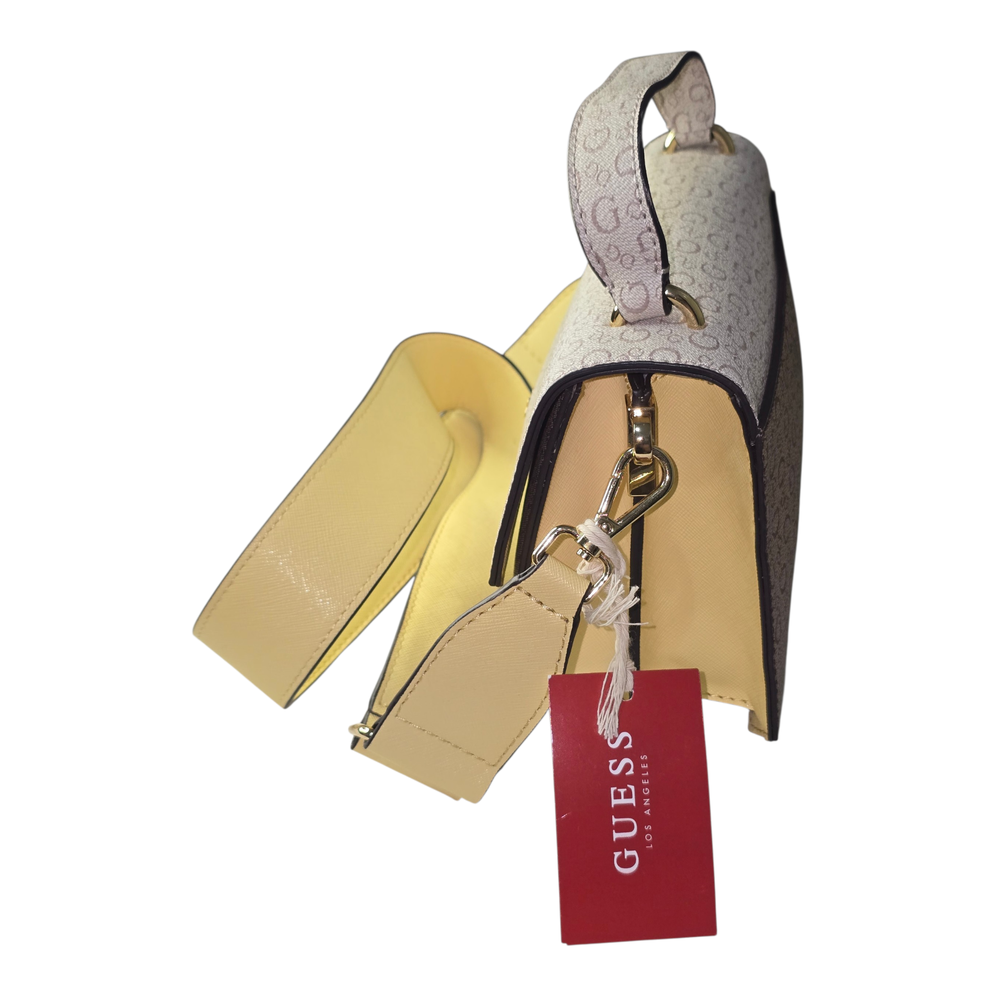 Bolso Guess Llano Mini Crossbody – Estilo Monograma Beige