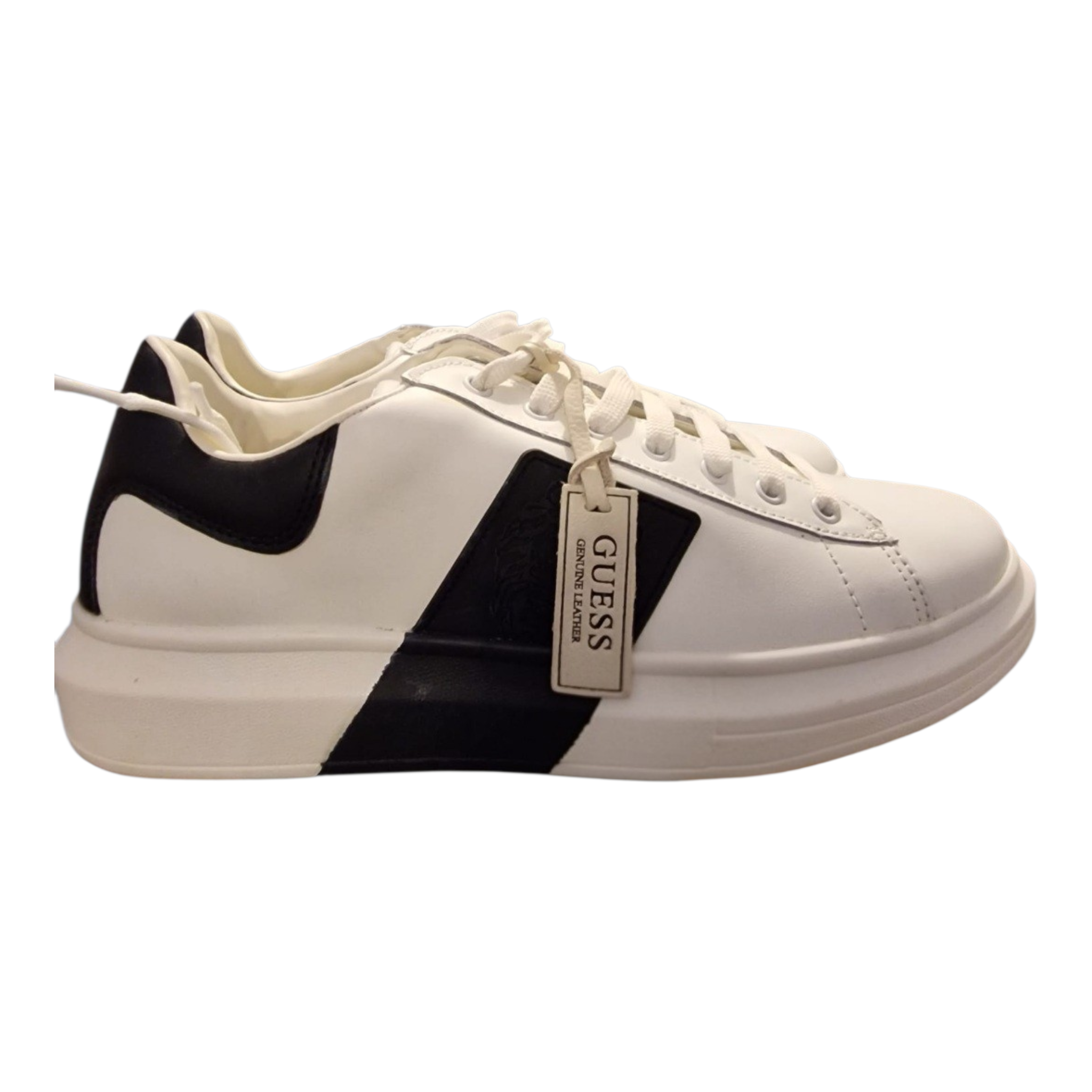 Zapatillas Guess Salerno - Blanco con Franja Negra y Logo León (Hombre)/ NUEVAS SIN ESTRENAR SIN CAJA