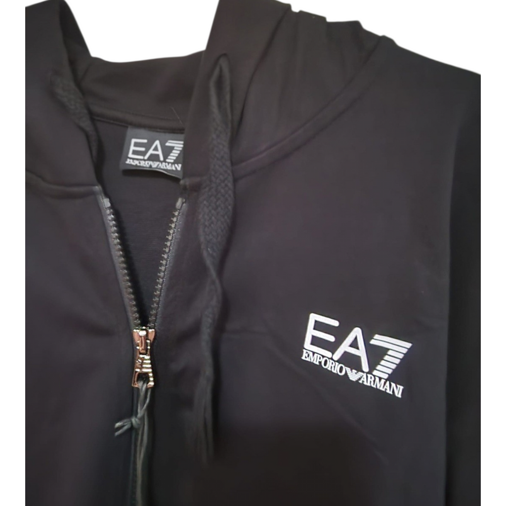 SUDADERA EMPORIO ARMANI CON CREMALLERA Y CAPUCHA- COLOR NEGRO NUEVO SIN ESTRENAR